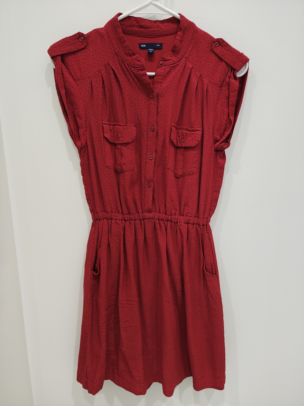 Gap Polka Dot Red Sleeveless Shirtdress Size XS